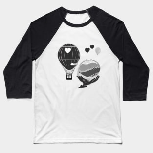 Dreamy Nighttime Hot Air Balloon and Whale Adventure No. 648 Baseball T-Shirt